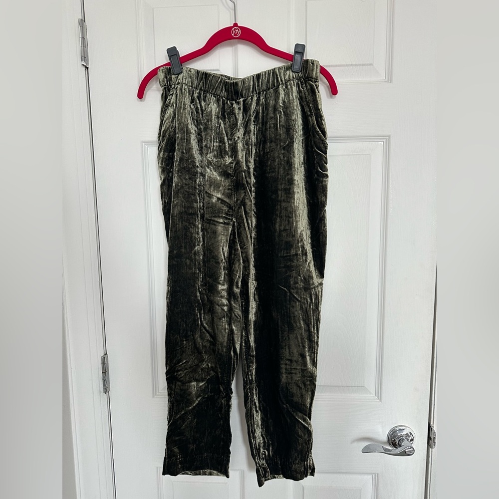 Anthropologie Dark Green Velvet Pants in Size S
